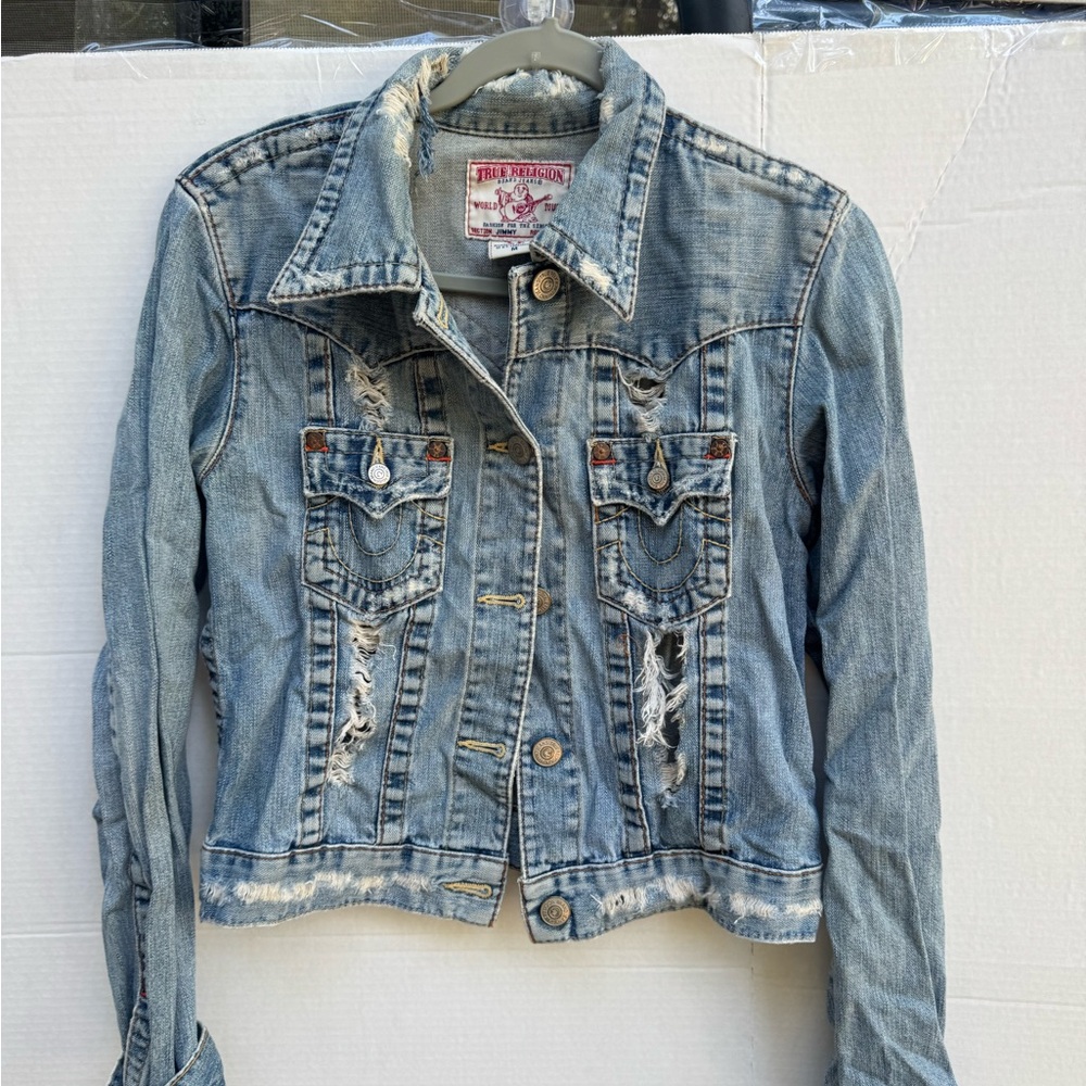 True Religion Light Blue Distressed Jean Jacket
